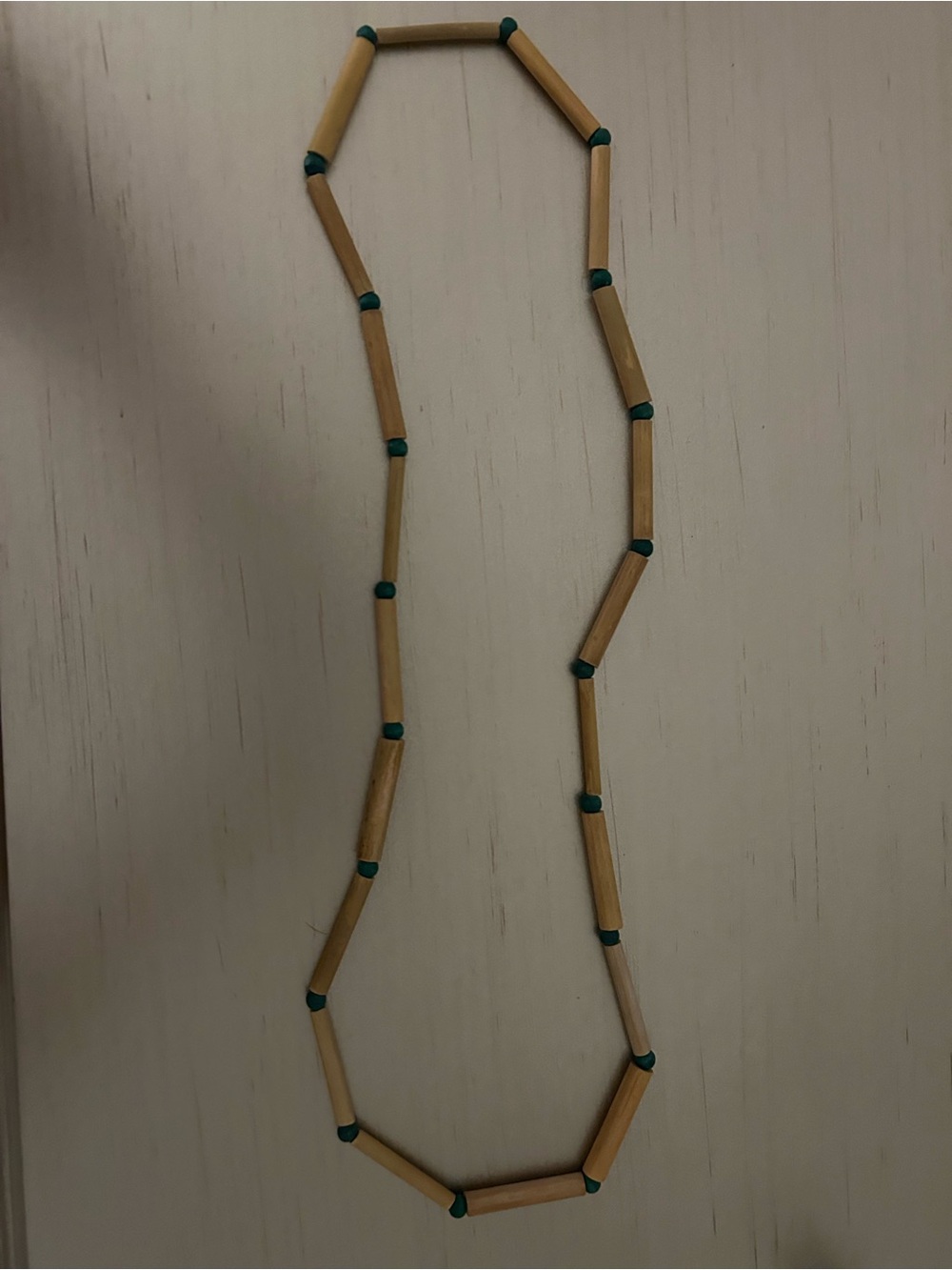 Natural Green Bead Necklace with Bamboo Accents - Women Jewelry